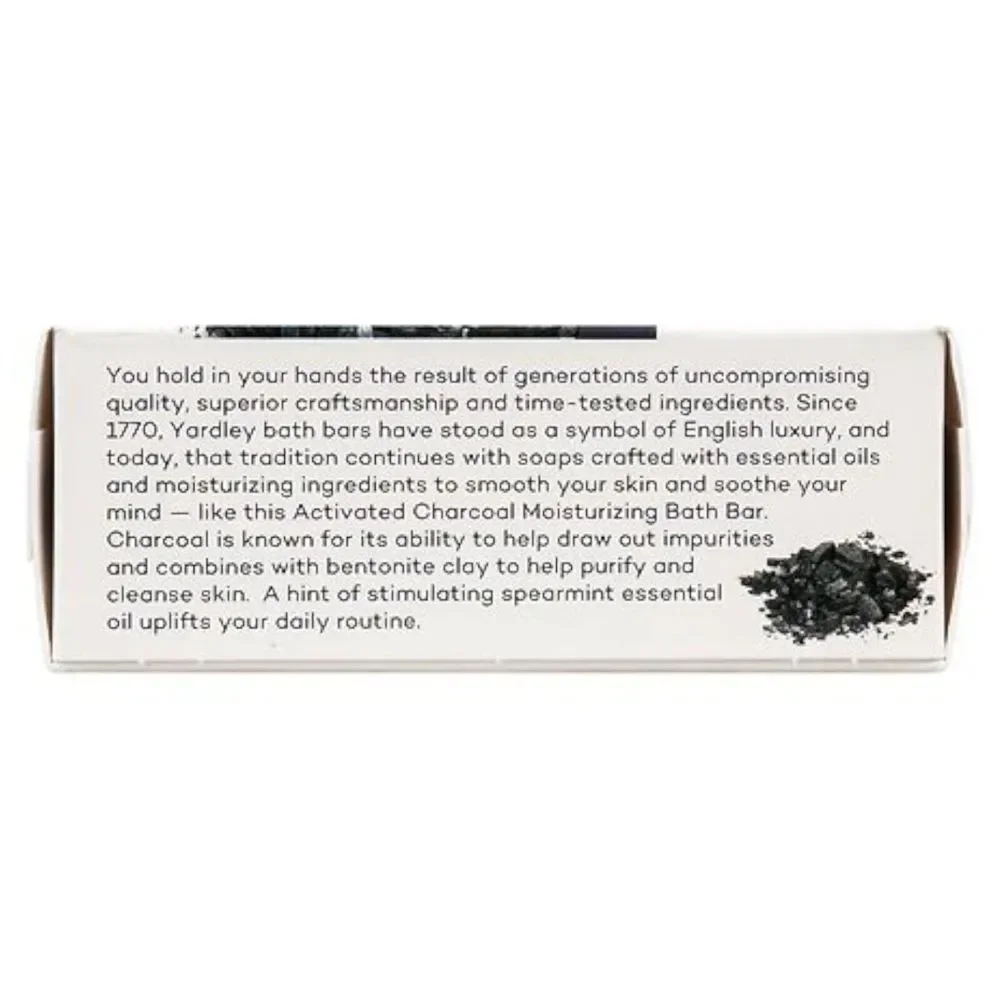 Yardley London‎ Activated Charcoal Moisturizing Bath Bar Soap 4oz/2 Pack